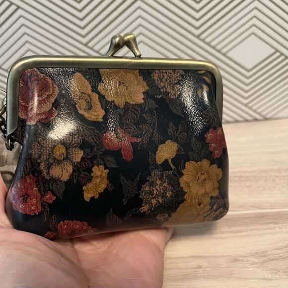 NWT PATRICIA NASH BORSE Leather Coin Purse Vintage Floral Brocade Denim Fields - Picture 10 of 12